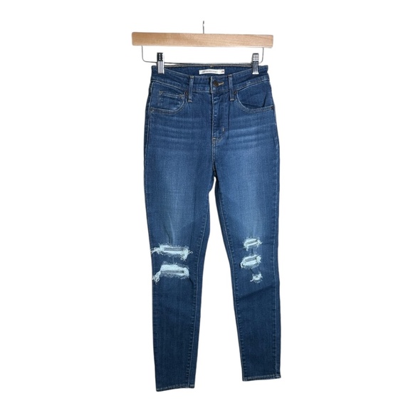 Levi's Women's 721High Rise‎ Skinny Distressed Denim Jeans Size 24 - Picture 1 of 9